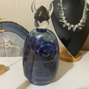 Viking Glass Art Sculpture in Deep Blue